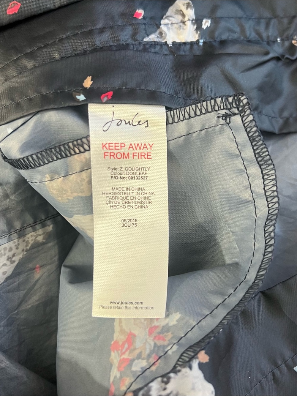 Joules Golightly Packable Waterproof Blue Rain Jacket May Day Dog Size US 10 - Picture 12 of 15